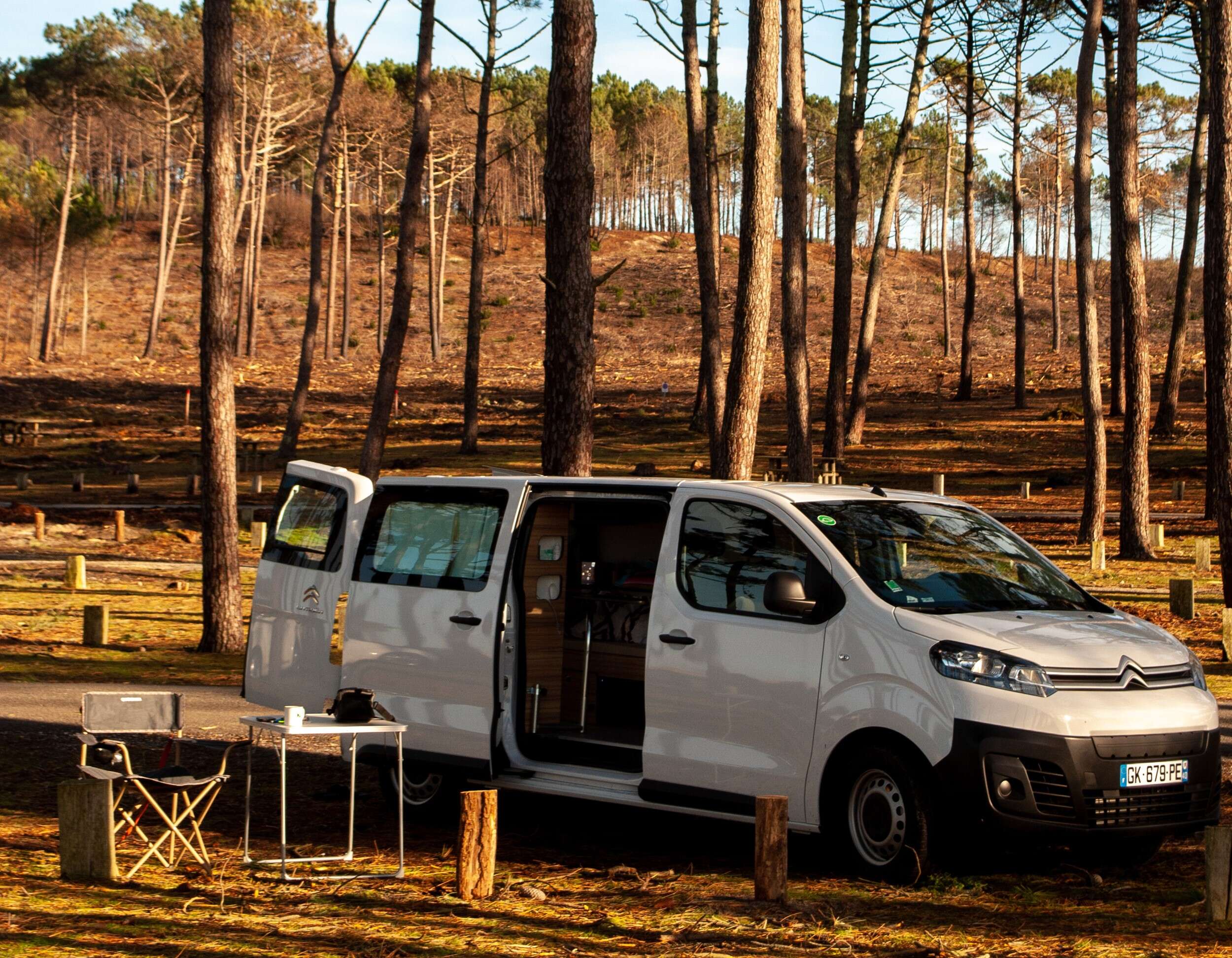 Travelling in an electric campervan in the Landes